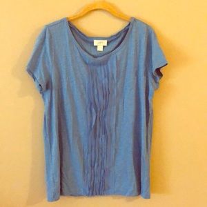 LOFT blue top with ruffle detail